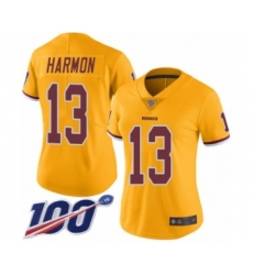 Women's Washington Redskins #13 Kelvin Harmon Limited Gold Rush Vapor Untouchable 100th Season Football Jersey