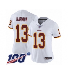 Women's Washington Redskins #13 Kelvin Harmon White Vapor Untouchable Limited Player 100th Season Football Jersey