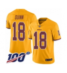 Men's Washington Redskins #18 Trey Quinn Limited Gold Rush Vapor Untouchable 100th Season Football Jersey