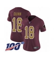 Women's Washington Redskins #18 Trey Quinn Burgundy Red Gold Number Alternate 80TH Anniversary Vapor Untouchable Limited Player 100th Season Football Jerse