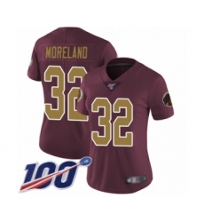 Women's Washington Redskins #32 Jimmy Moreland Burgundy Red Gold Number Alternate 80TH Anniversary Vapor Untouchable Limited Player 100th Season Football J