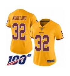 Women's Washington Redskins #32 Jimmy Moreland Limited Gold Rush Vapor Untouchable 100th Season Football Jersey