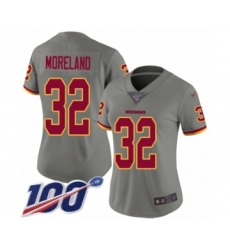 Women's Washington Redskins #32 Jimmy Moreland Limited Gray Inverted Legend 100th Season Football Jersey
