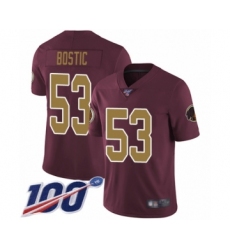 Men's Washington Redskins #53 Jon Bostic Burgundy Red Gold Number Alternate 80TH Anniversary Vapor Untouchable Limited Player 100th Season Football Jersey