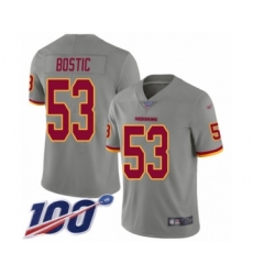 Men's Washington Redskins #53 Jon Bostic Limited Gray Inverted Legend 100th Season Football Jersey