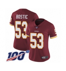 Women's Washington Redskins #53 Jon Bostic Burgundy Red Team Color Vapor Untouchable Limited Player 100th Season Football Jersey