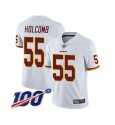 Men's Washington Redskins #55 Cole Holcomb White Vapor Untouchable Limited Player 100th Season Football Jersey