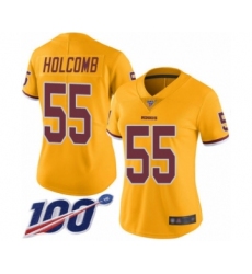Women's Washington Redskins #55 Cole Holcomb Limited Gold Rush Vapor Untouchable 100th Season Football Jersey