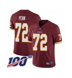 Men's Washington Redskins #72 Donald Penn Burgundy Red Team Color Vapor Untouchable Limited Player 100th Season Football Jersey