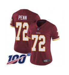 Women's Washington Redskins #72 Donald Penn Burgundy Red Team Color Vapor Untouchable Limited Player 100th Season Football Jersey
