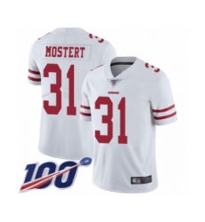 Men's San Francisco 49ers #31 Raheem Mostert White Vapor Untouchable Limited Player 100th Season Football Jersey