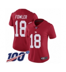 Women's New York Giants #18 Bennie Fowler Red Limited Red Inverted Legend 100th Season Football Jersey