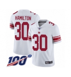 Men's New York Giants #30 Antonio Hamilton White Vapor Untouchable Limited Player 100th Season Football Jersey