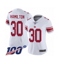 Women's New York Giants #30 Antonio Hamilton White Vapor Untouchable Limited Player 100th Season Football Jersey