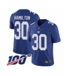 Youth New York Giants #30 Antonio Hamilton Royal Blue Team Color Vapor Untouchable Limited Player 100th Season Football Jersey