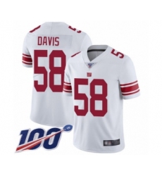 Men's New York Giants #58 Tae Davis White Vapor Untouchable Limited Player 100th Season Football Jersey