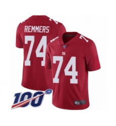 Men's New York Giants #74 Mike Remmers Red Limited Red Inverted Legend 100th Season Football Jersey