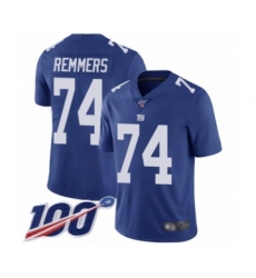 Men's New York Giants #74 Mike Remmers Royal Blue Team Color Vapor Untouchable Limited Player 100th Season Football Jersey