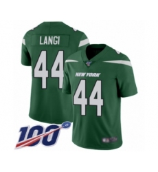 Men's New York Jets #44 Harvey Langi Green Team Color Vapor Untouchable Limited Player 100th Season Football Jersey