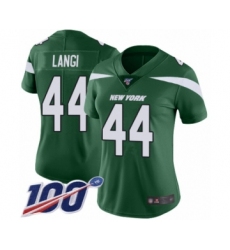 Women's New York Jets #44 Harvey Langi Green Team Color Vapor Untouchable Limited Player 100th Season Football Jersey