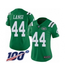 Women's New York Jets #44 Harvey Langi Limited Green Rush Vapor Untouchable 100th Season Football Jersey