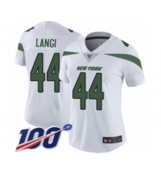 Women's New York Jets #44 Harvey Langi White Vapor Untouchable Limited Player 100th Season Football Jersey