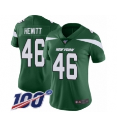 Women's New York Jets #46 Neville Hewitt Green Team Color Vapor Untouchable Limited Player 100th Season Football Jersey
