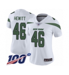 Women's New York Jets #46 Neville Hewitt White Vapor Untouchable Limited Player 100th Season Football Jersey
