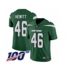 Youth New York Jets #46 Neville Hewitt Green Team Color Vapor Untouchable Limited Player 100th Season Football Jersey