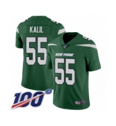 Men's New York Jets #55 Ryan Kalil Green Team Color Vapor Untouchable Limited Player 100th Season Football Jersey