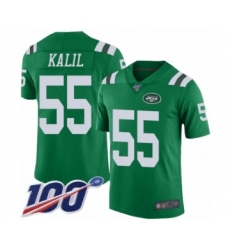 Men's New York Jets #55 Ryan Kalil Limited Green Rush Vapor Untouchable 100th Season Football Jersey