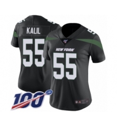 Women's New York Jets #55 Ryan Kalil Black Alternate Vapor Untouchable Limited Player 100th Season Football Jersey