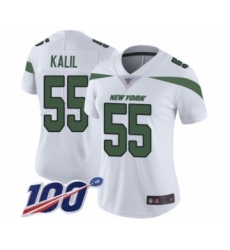 Women's New York Jets #55 Ryan Kalil White Vapor Untouchable Limited Player 100th Season Football Jersey
