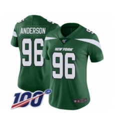 Women's New York Jets #96 Henry Anderson Green Team Color Vapor Untouchable Limited Player 100th Season Football Jersey