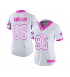 Women's New York Jets #96 Henry Anderson Limited White Pink Rush Fashion Football Jersey