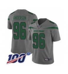 Youth New York Jets #96 Henry Anderson Limited Gray Inverted Legend 100th Season Football Jersey