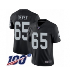 Men's Oakland Raiders #65 Jordan Devey Black Team Color Vapor Untouchable Limited Player 100th Season Football Jersey