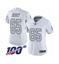Women's Oakland Raiders #65 Jordan Devey Limited White Rush Vapor Untouchable 100th Season Football Jersey