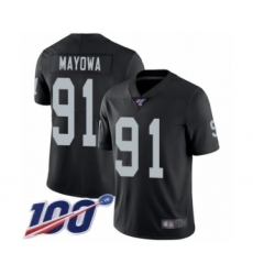 Men's Oakland Raiders #91 Benson Mayowa Black Team Color Vapor Untouchable Limited Player 100th Season Football Jersey