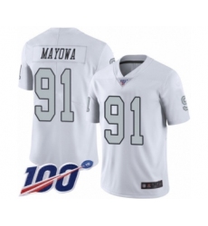 Men's Oakland Raiders #91 Benson Mayowa Limited White Rush Vapor Untouchable 100th Season Football Jersey