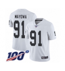 Men's Oakland Raiders #91 Benson Mayowa White Vapor Untouchable Limited Player 100th Season Football Jersey