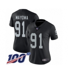 Women's Oakland Raiders #91 Benson Mayowa Black Team Color Vapor Untouchable Limited Player 100th Season Football Jersey