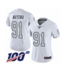 Women's Oakland Raiders #91 Benson Mayowa Limited White Rush Vapor Untouchable 100th Season Football Jersey