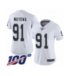Women's Oakland Raiders #91 Benson Mayowa White Vapor Untouchable Limited Player 100th Season Football Jersey