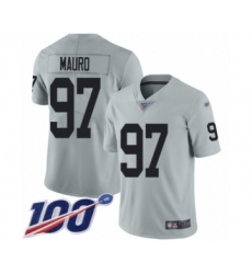 Youth Oakland Raiders #97 Josh Mauro Limited Silver Inverted Legend 100th Season Football Jersey