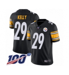 Men's Pittsburgh Steelers #29 Kam Kelly Black Team Color Vapor Untouchable Limited Player 100th Season Football Jersey