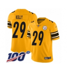 Men's Pittsburgh Steelers #29 Kam Kelly Limited Gold Inverted Legend 100th Season Football Jersey