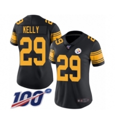 Women's Pittsburgh Steelers #29 Kam Kelly Limited Black Rush Vapor Untouchable 100th Season Football Jersey