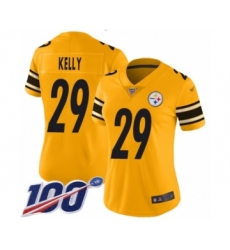 Women's Pittsburgh Steelers #29 Kam Kelly Limited Gold Inverted Legend 100th Season Football Jersey