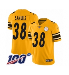 Men's Pittsburgh Steelers #38 Jaylen Samuels Limited Gold Inverted Legend 100th Season Football Jersey